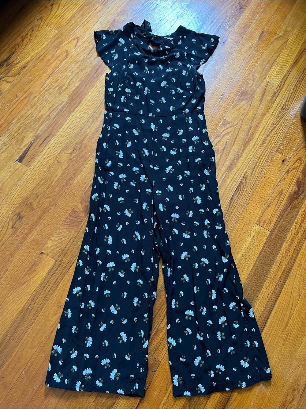 Loft Black Floral Wide-Leg Jumpsuit